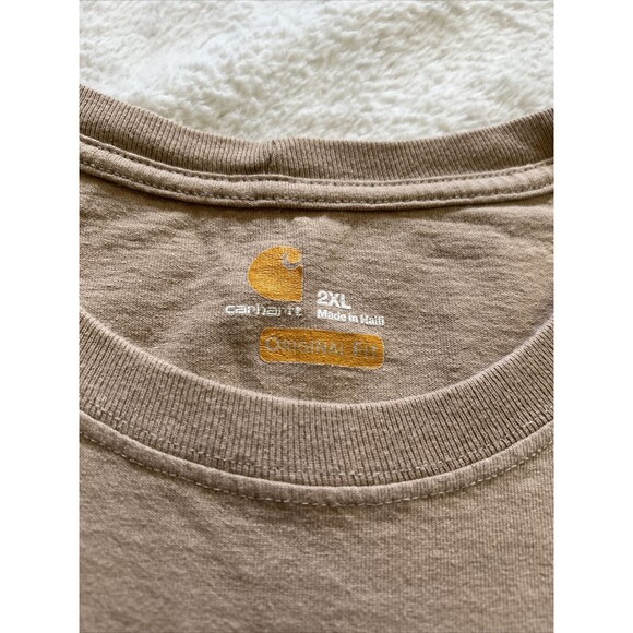 Carhartt Men's Original Fit Short Sleeve T-Shirt Tan/Beige Size 2XL - K87 DES - Picture 3 of 6
